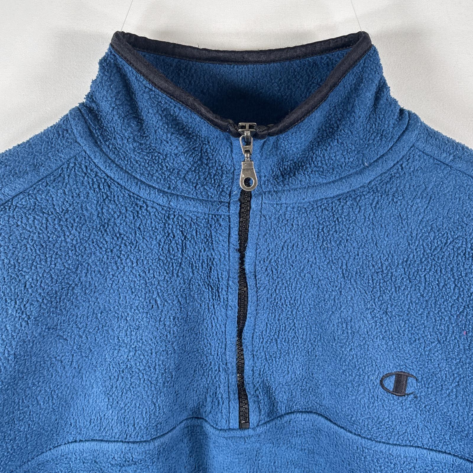 古着 チャンピオン Champion フリーストレーナー ハーフジップ プルオーバー ワンポイントロゴ刺繍 L ブルー メンズ 【中古】