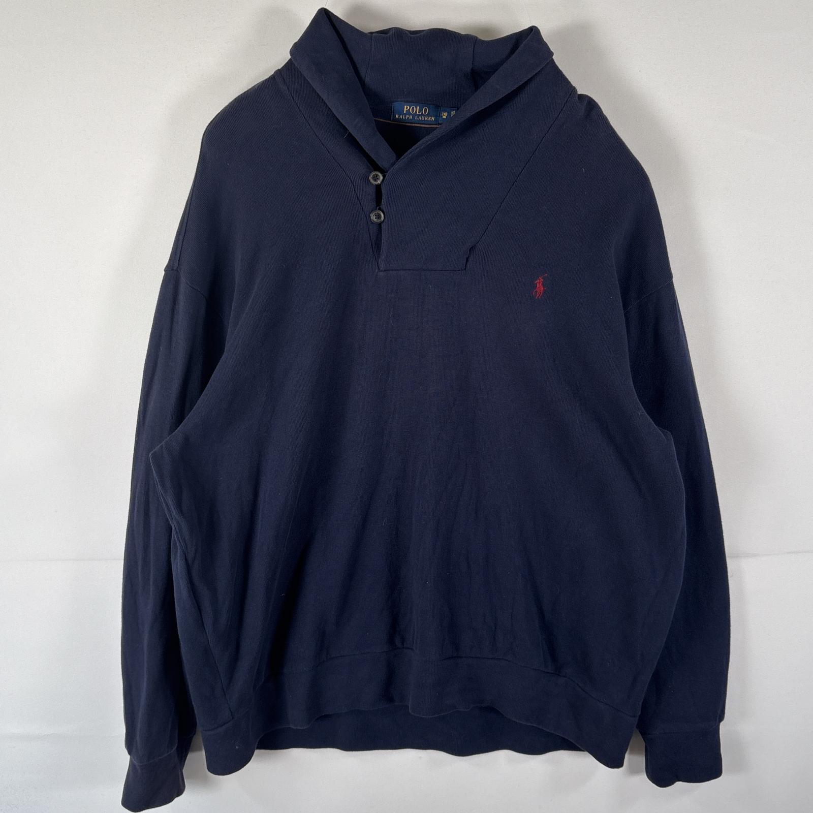 古着 ポロ・ラルフローレン POLO RALPH LAUREN スウェット トレーナー 大きいサイズ ショールカラー 2XB ネイビー メンズ 【中古】