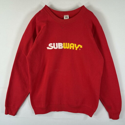 古着 80's/80年代 ヴィンテージ フルーツオブザルーム FRUIT OF THE LOOM USA製 スウェット トレーナー ラグラン SUBWAY 大きいサイズ XXL レッド メンズ 【中古】 古着 80's/80年代 ヴィンテージ フルーツオブザルーム FRUIT OF THE LOOM USA製 スウェット トレーナー ラグラン SUBWAY 大きいサイズ XXL レッド メンズ 【中古】