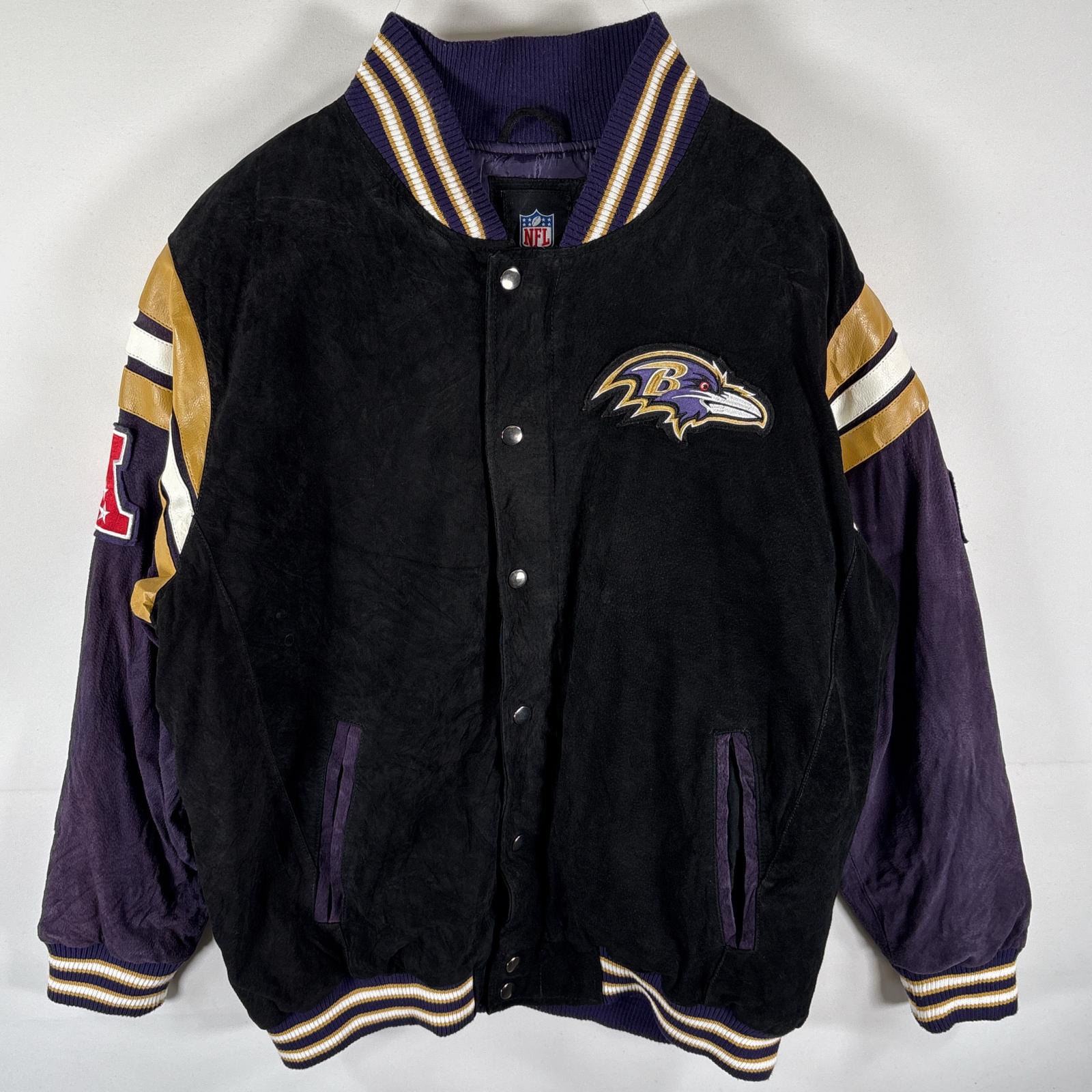 古着 エヌエフエル NFL スタジャン RAVENS アワードジャケット バックロゴ刺繍 ワッペン 大きいサイズ XXL ブラック メンズ 【中古】