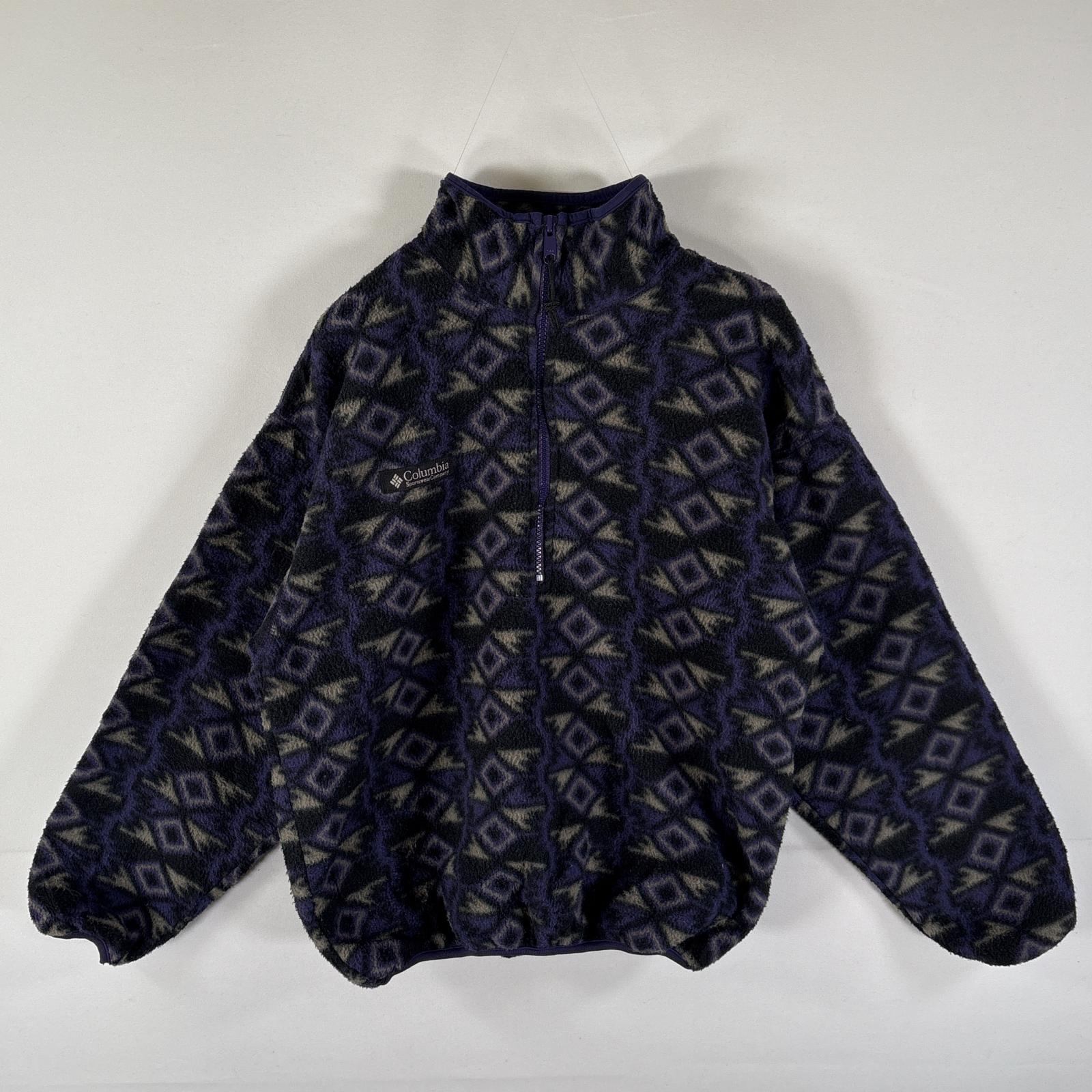 古着 90's/90年代 コロンビア Columbia USA製 フリーストレーナー ハーフジップ 総柄 ワンポイントロゴ..