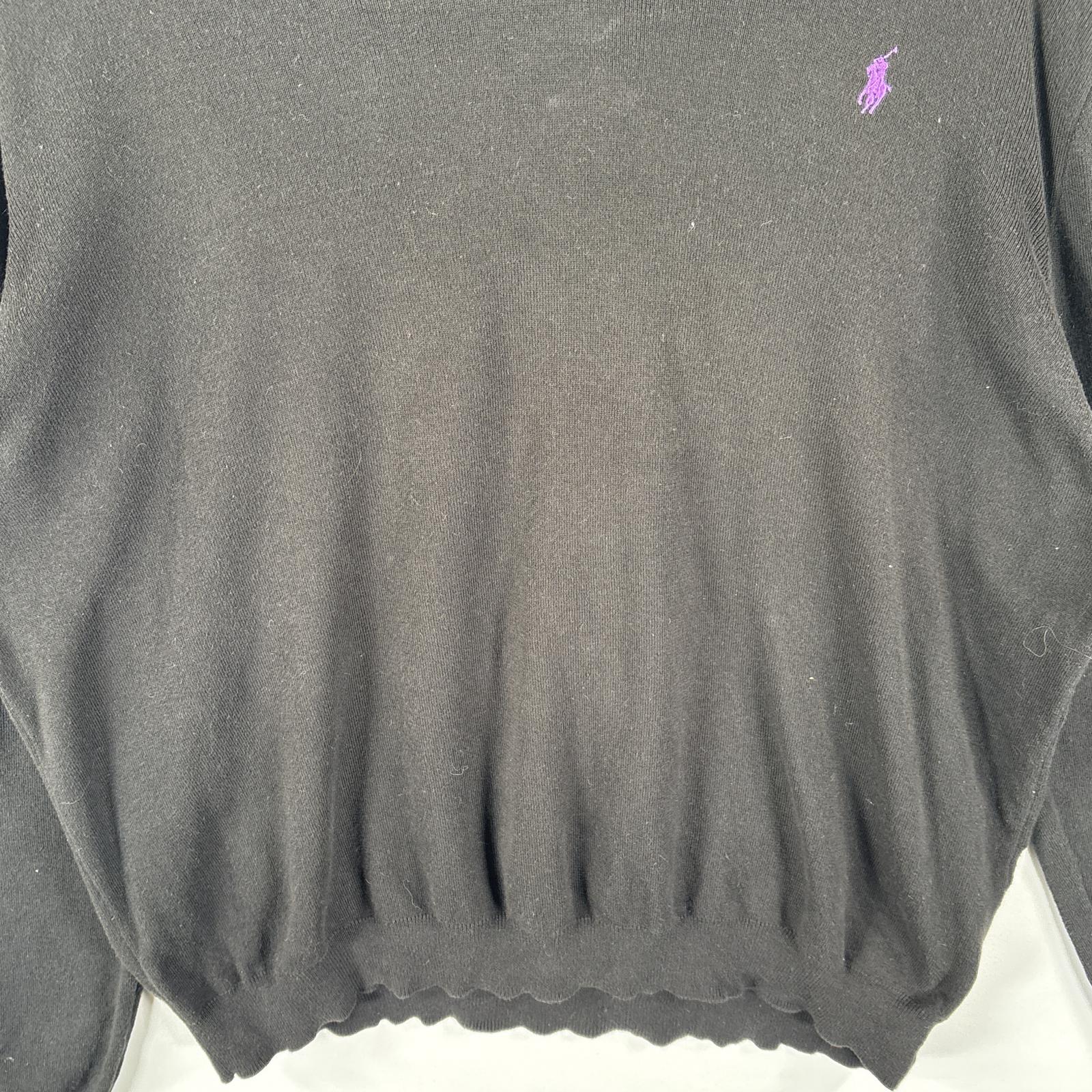 古着 ポロバイラルフローレン Polo by Ralph Lauren セーター コットンニット Vネック ワンポイントロゴ刺繍 大きいサイズ XXL ブラック メンズ 【中古】