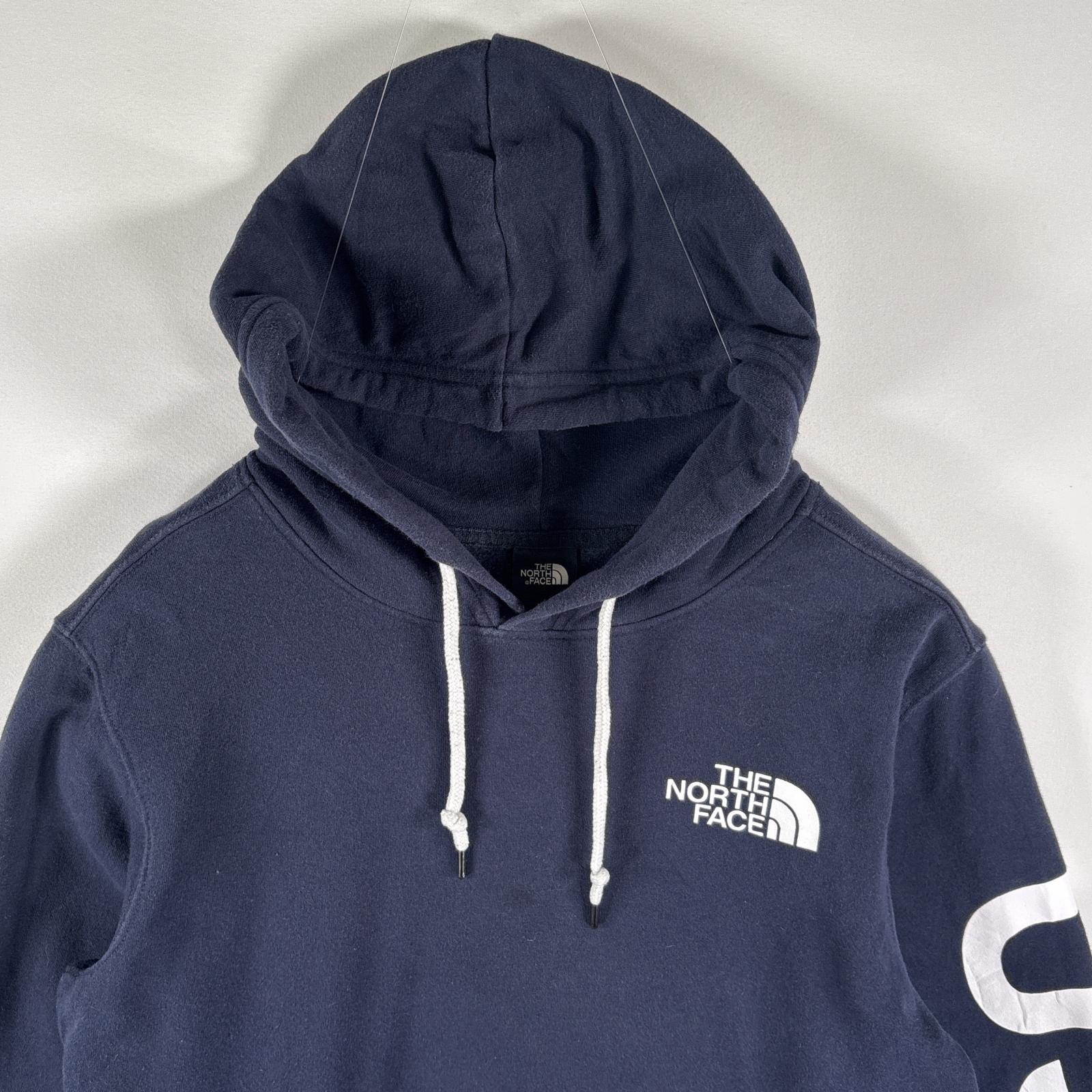 古着 ザ・ノースフェイス THE NORTH FACE パーカー スウェット ロゴプリント バックプリント プルオーバー S ネイビー系 メンズ 【中古】