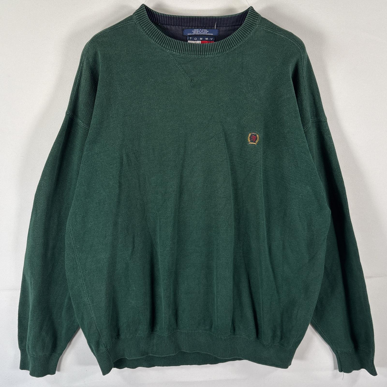 古着 90's/90年代 トミーヒルフィガー TOMMY HILFIGER コットンニットセーター 前V トレーナー ワンポ..