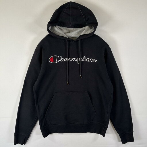 古着 チャンピオン Champion パーカー スウェット フーディ プルオーバー ビッグロゴワッペン M ブラック メンズ 【中古】 古着 チャンピオン Champion パーカー スウェット フーディ プルオーバー ビッグロゴワッペン M ブラック メンズ 【中古】