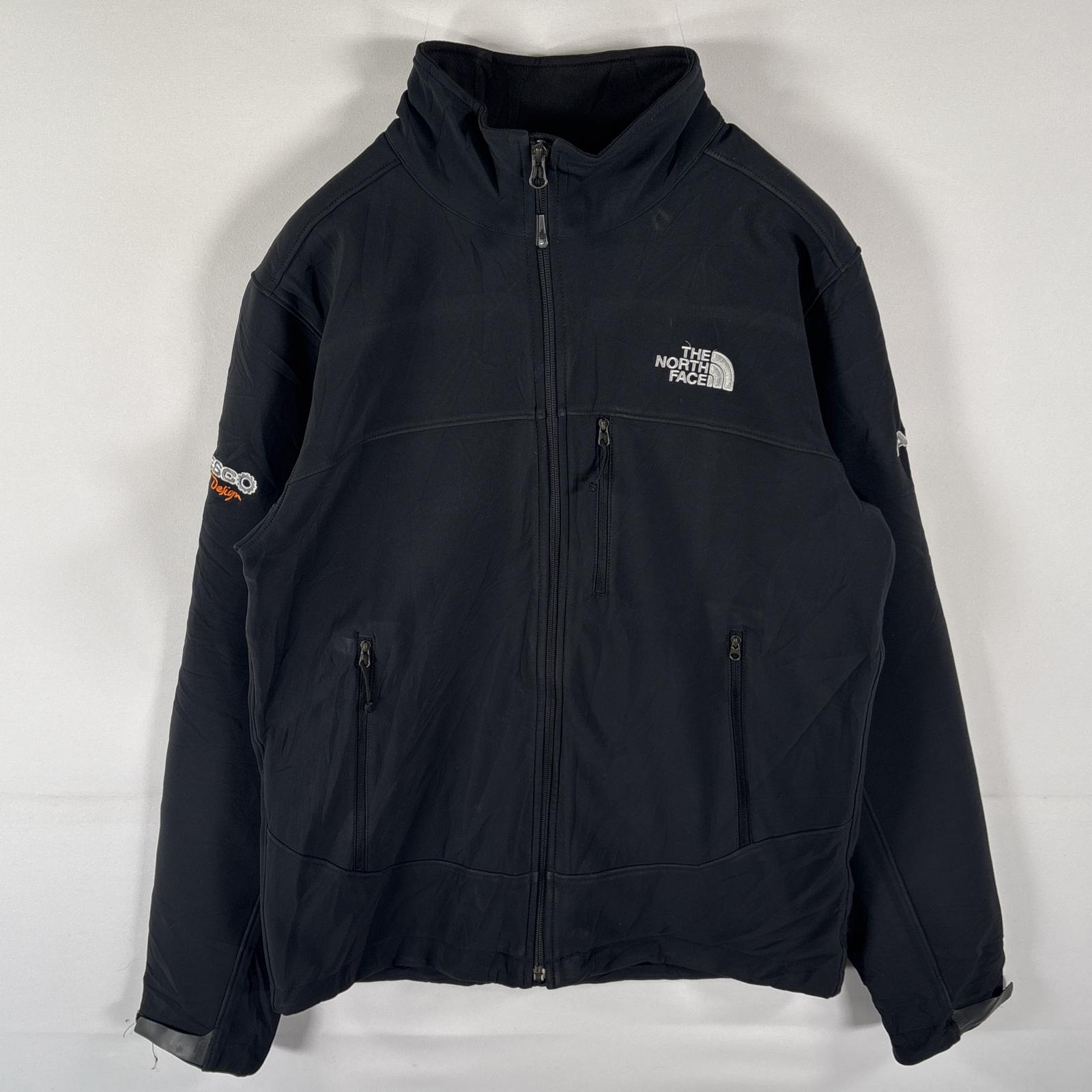 古着 ザ・ノースフェイス THE NORTH FACE シェルジャケット ナイロン フリース フルジップ 企業ロゴ刺繍 S ブラック メンズ 【中古】