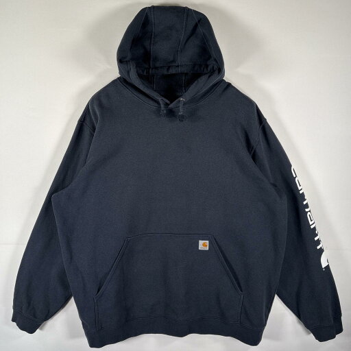 古着 カーハート Carhartt パーカー スウェット プルオーバー スリーブプリントロゴ 大きいサイズ XXXL ネイビー系 メンズ 【中古】 古着 カーハート Carhartt パーカー スウェット プルオーバー スリーブプリントロゴ 大きいサイズ XXXL ネイビー系 メンズ 【中古】