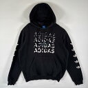 古着 アディダス adidas パーカー トレフォイルロゴプリント スウェット プルオーバー 袖ロゴ 大きいサイズ ブラック メンズ 【中古】(4)