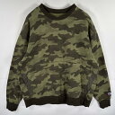 古着 チャンピオン Champion スウェット トレーナー 迷彩 カモフラ柄 プルオーバー 大きいサイズ フロントポケット 2XL グリーン系 メンズ 【中古】