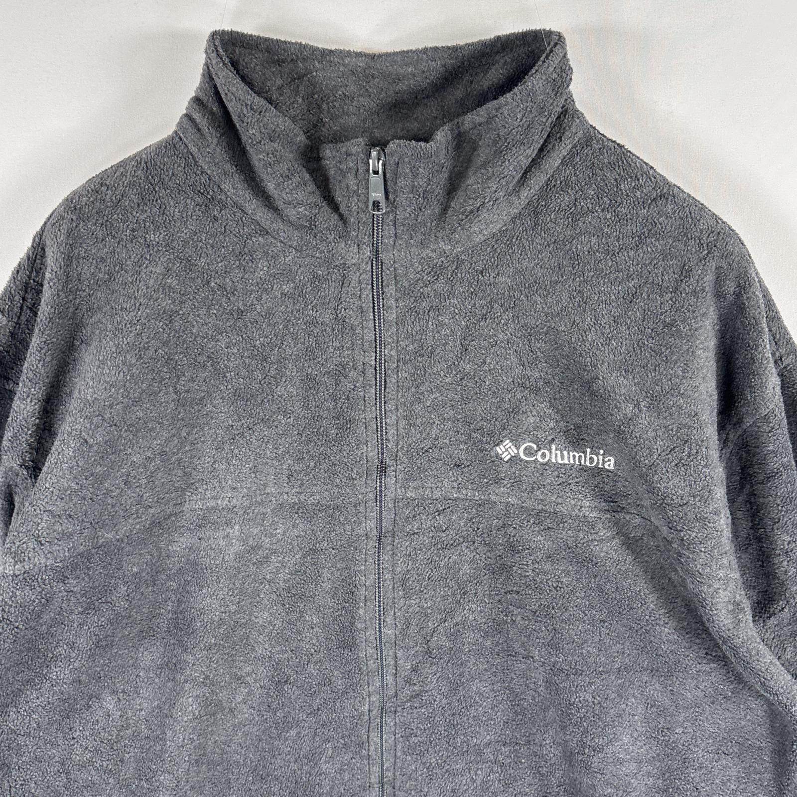 古着 コロンビア Columbia フルジップフリースジャケット ワンポイントロゴ 大きいサイズ アウトドア トレーナー XXL ダークグレー メンズ 【中古】