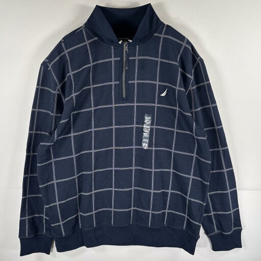 古着 ノーティカ NAUTICA スウェット ハーフジップ トレーナー タグ付き 大きいサイズ チェック柄 ロンT XXL ネイビー メンズ 【中古】 古着 ノーティカ NAUTICA スウェット ハーフジップ トレーナー タグ付き 大きいサイズ チェック柄 ロンT XXL ネイビー メンズ 【中古】
