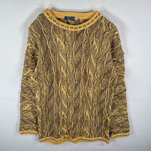 古着 クージー COOGI セーター 3Dニット 総柄 ツートンカラー オーストラリア 大きいサイズ XXXL イエロー メンズ 【中古】 古着 クージー COOGI セーター 3Dニット 総柄 ツートンカラー オーストラリア 大きいサイズ XXXL イエロー メンズ 【中古】