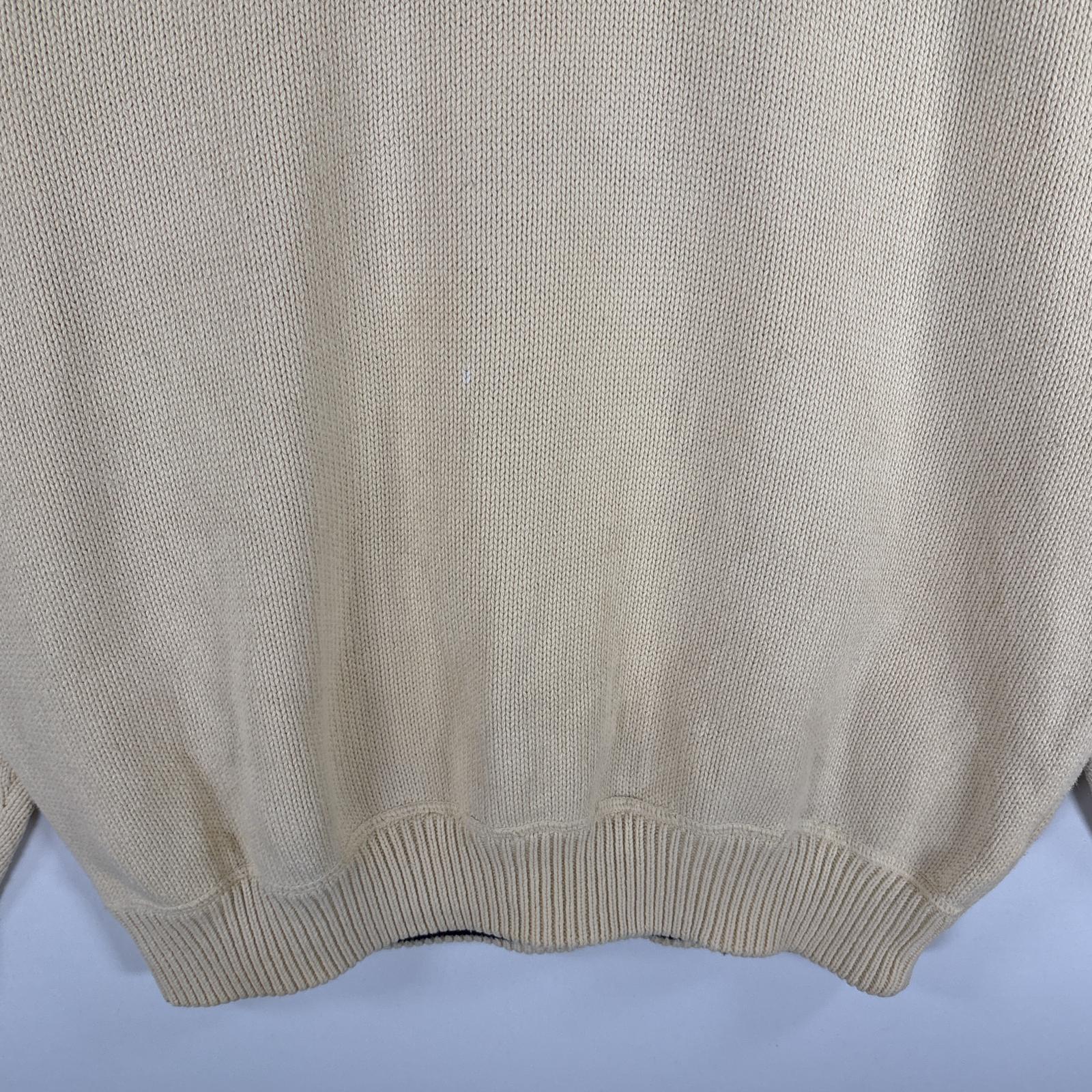 古着 90's/90年代 トミーヒルフィガー TOMMY HILFIGER コットンニット セーター ワンポイントロゴ クルーネック 大きいサイズ XL ベージュ系 メンズ 【中古】