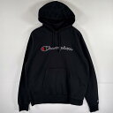 古着 チャンピオン Champion パーカー スウェット フーディ 大きいサイズ ビッグロゴワッペン刺繍 XL ブラック メンズ 【中古】(4)