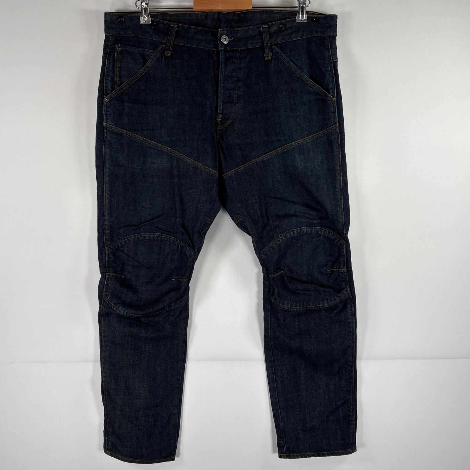 古着 ジースターロゥ G-STAR RAW デニムパンツ テーパード 3D ボタンフライ 5ポケット w36 L36 ブルー メンズ 【中古】