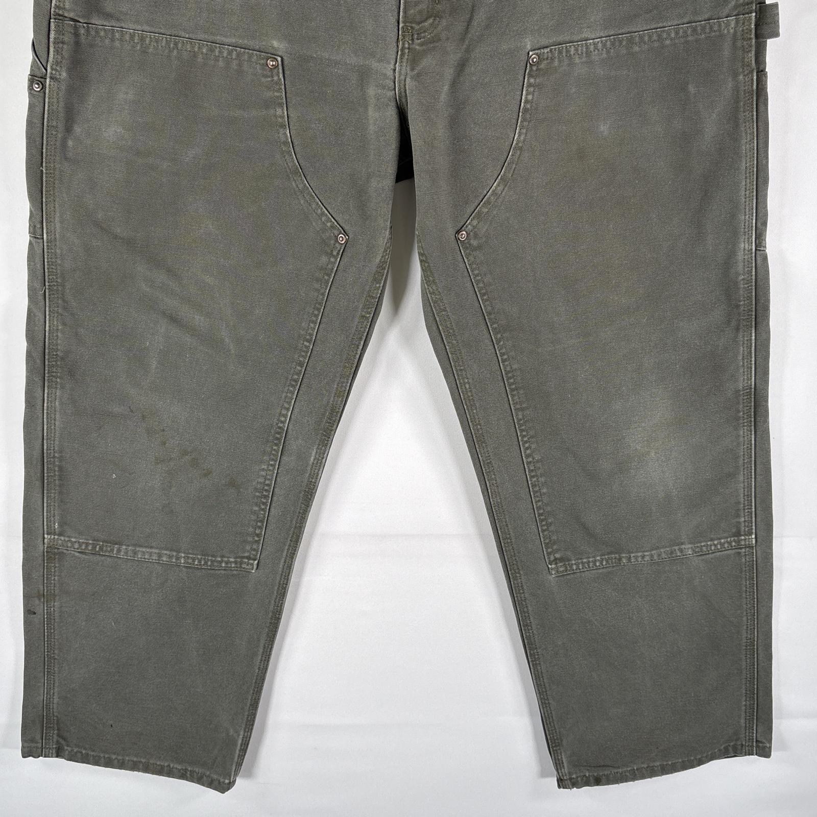 古着 カーハート Carhartt ワークパンツ ダッグ地 ペインター ワンポイントロゴ ダブルニー 作業着 w38 L30 オリーブ メンズ 【中古】