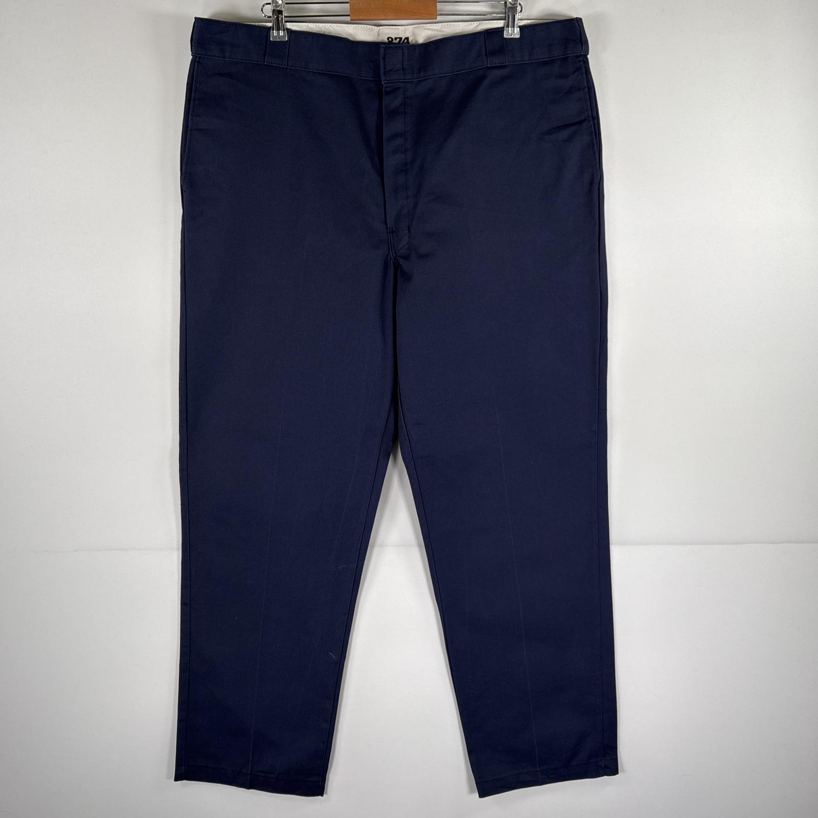 古着 ディッキーズ Dickies ワークパンツ 874 テーパード チノパン 大きいサイズ ワンポイントロゴ w44 L32 ネイビー メンズ 【中古】