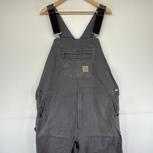 古着 カーハート Carhartt オーバーオール ダック ワーク ダブルニー 大きいサイズ ワンポイントロゴ w44 L34 グレー系 メンズ 【中古】 古着 カーハート Carhartt オーバーオール ダック ワーク ダブルニー 大きいサイズ ワンポイントロゴ w44 L34 グレー系 メンズ 【中古】