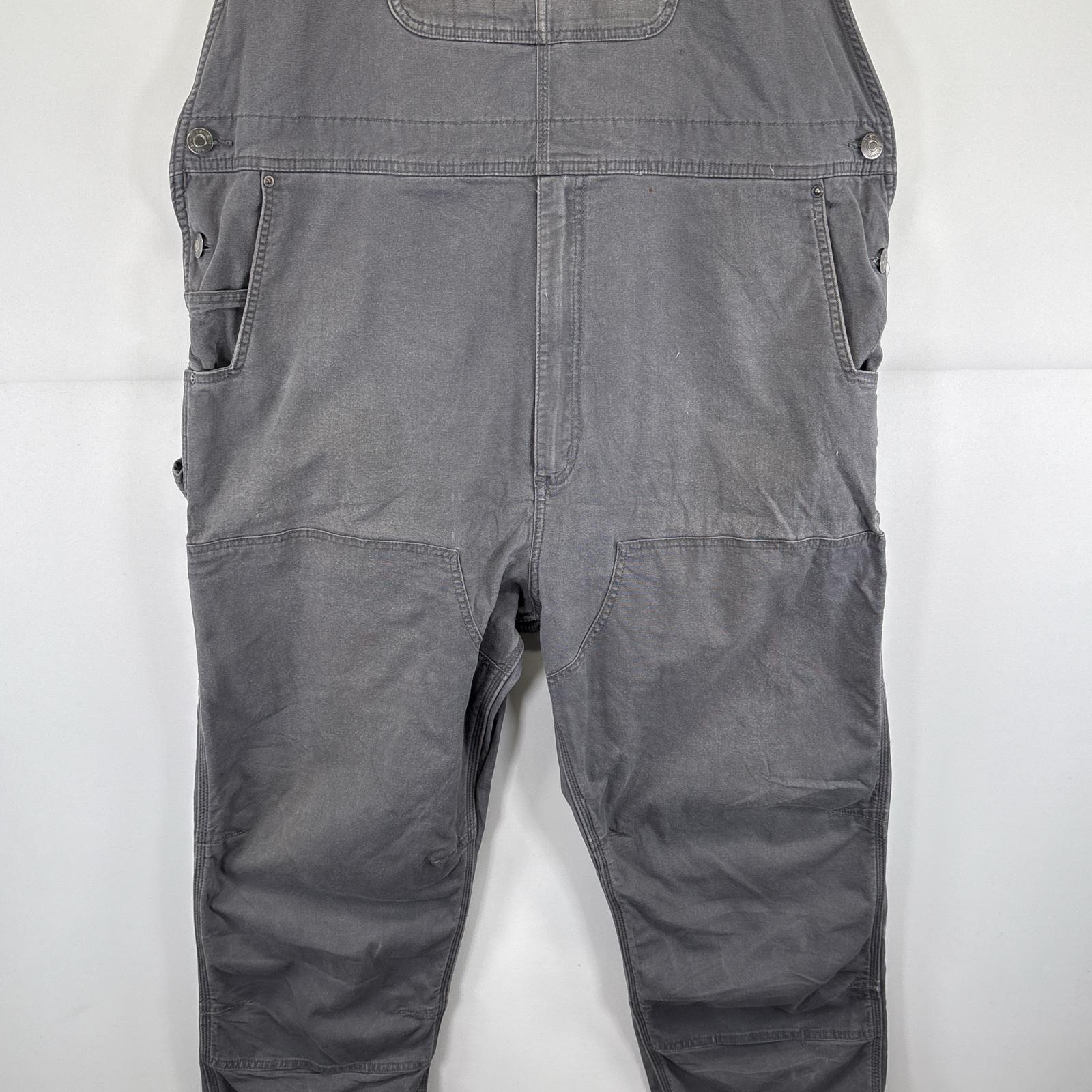古着 カーハート Carhartt オーバーオール ダック ワーク ダブルニー 大きいサイズ ワンポイントロゴ w44 L34 グレー系 メンズ 【中古】