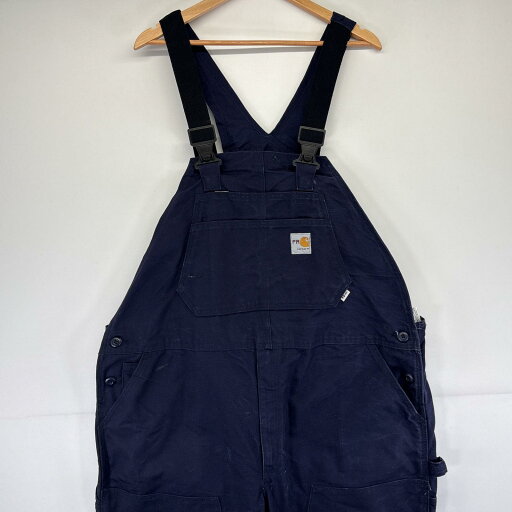 古着 カーハート Carhartt オーバーオール ダック 大きいサイズ ワンポイントロゴ ワーク ダブルニー w46 L32 ネイビー メンズ 【中古】 古着 カーハート Carhartt オーバーオール ダック 大きいサイズ ワンポイントロゴ ワーク ダブルニー w46 L32 ネイビー メンズ 【中古】