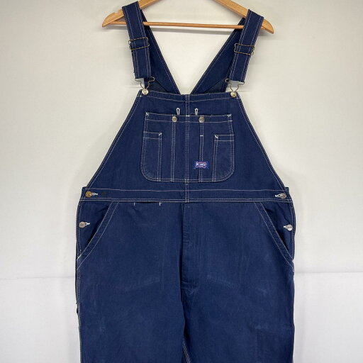 古着 ビッグスミス Big Smith オーバーオール デニム ワーク ワンポイントロゴ ジップフライ 胸ポケット ブルー メンズ 【中古】 古着 ビッグスミス Big Smith オーバーオール デニム ワーク ワンポイントロゴ ジップフライ 胸ポケット ブルー メンズ 【中古】