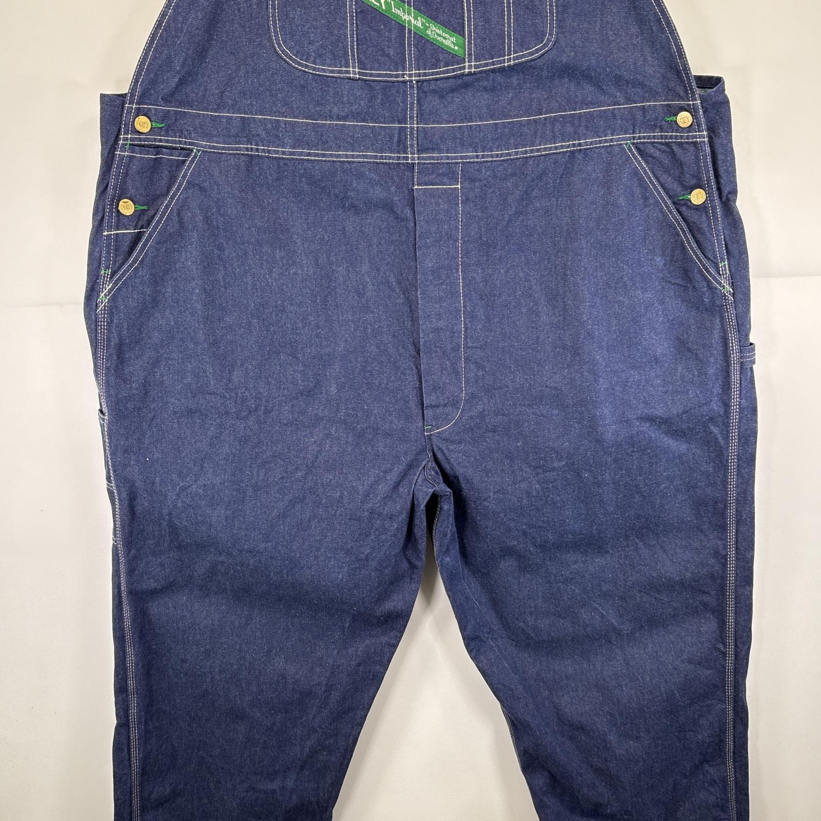 古着 キー KEY オーバーオール デニム カバーオール ワーク ボタンフライ 大きいサイズ ワンポイントロゴ w50 L30 ブルー メンズ 【中古】