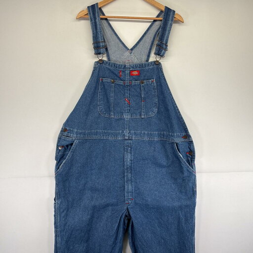 古着 ディッキーズ Dickies オーバーオール デニム ワーク ワンポイントロゴ 大きいサイズ 胸ポケット w44 L30 ブルー メンズ 【中古】 古着 ディッキーズ Dickies オーバーオール デニム ワーク ワンポイントロゴ 大きいサイズ 胸ポケット w44 L30 ブルー メンズ 【中古】