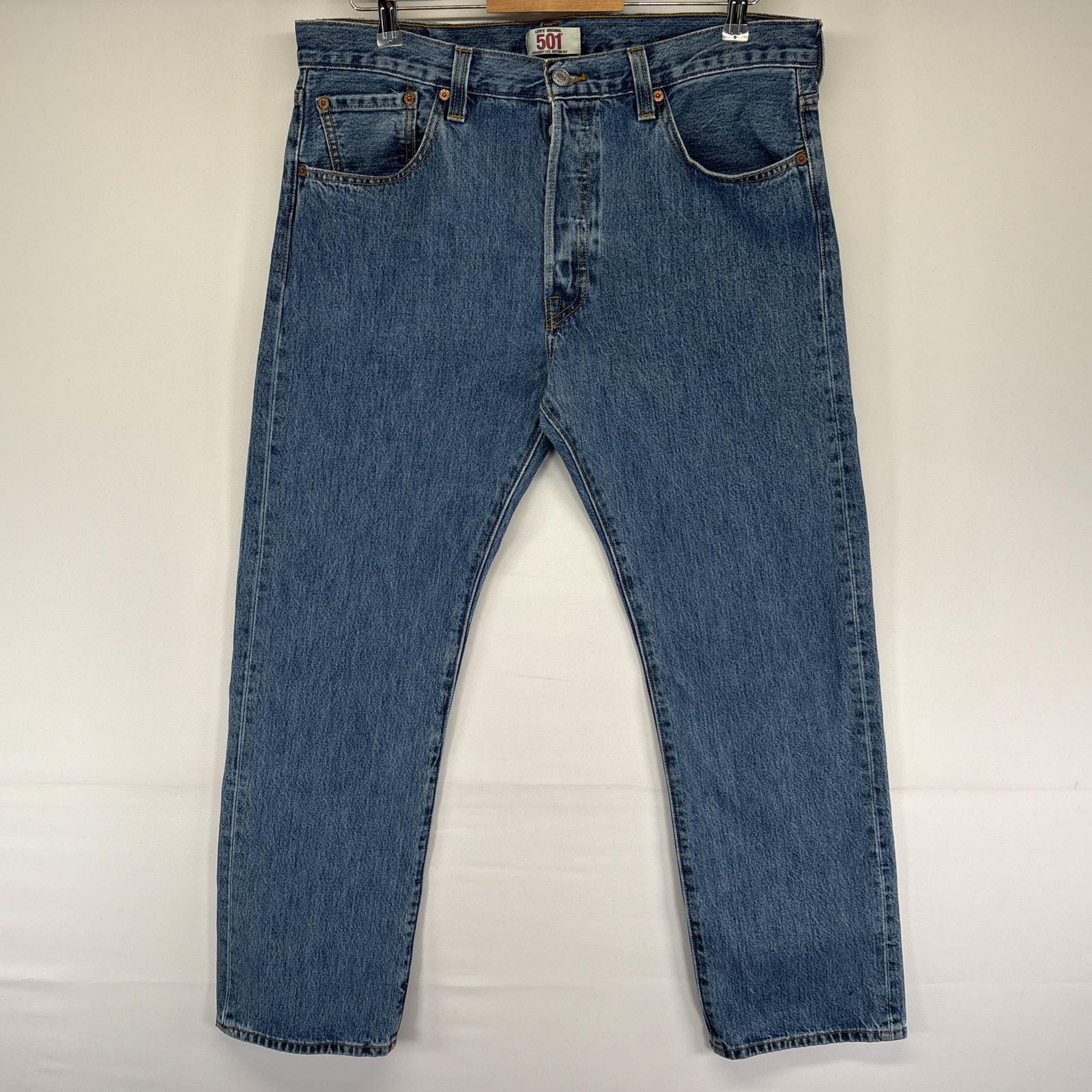 古着 リーバイス Levi's デニムパンツ 501 ストレート ヒゲ 色落ち ジーンズ ジーパン 5ポケット 長ズボン w36 L30 ブルー メンズ 【中..