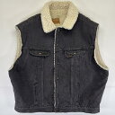 古着 90's/90年代 ローバックス ROEBUCKS USA製 デニムベスト 裏ボア ボタンロゴ 大きいサイズ XXL ブラック メンズ 【中古】(4)