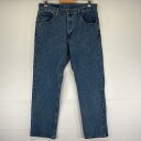 古着 ラングラー Wrangler デニムパンツ ストレート ジーンズ ジーパン 5ポケット 長ズボン ワンポイントロゴ w33 L30 ブルー メンズ 【中古】(4)