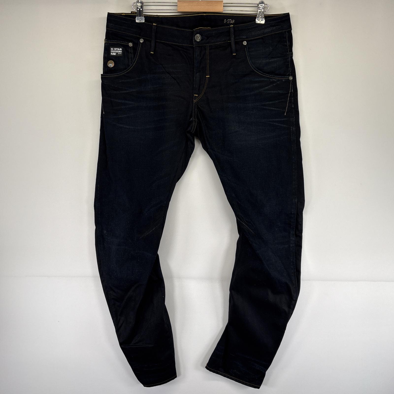 古着 ジースターロゥ G-STAR RAW デニムパンツ ダメージデニム 3D 加工 スリム スキニー ストレート w36 L32 ネイビー メンズ 【中古】