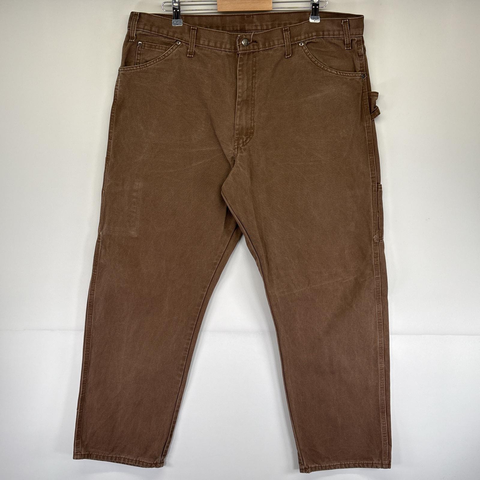 古着 ディッキーズ Dickies ワークパンツ ダック地 ペインター ワンポイントロゴ 作業着 ストレート w40 L32 ブラウン メンズ 【中古】