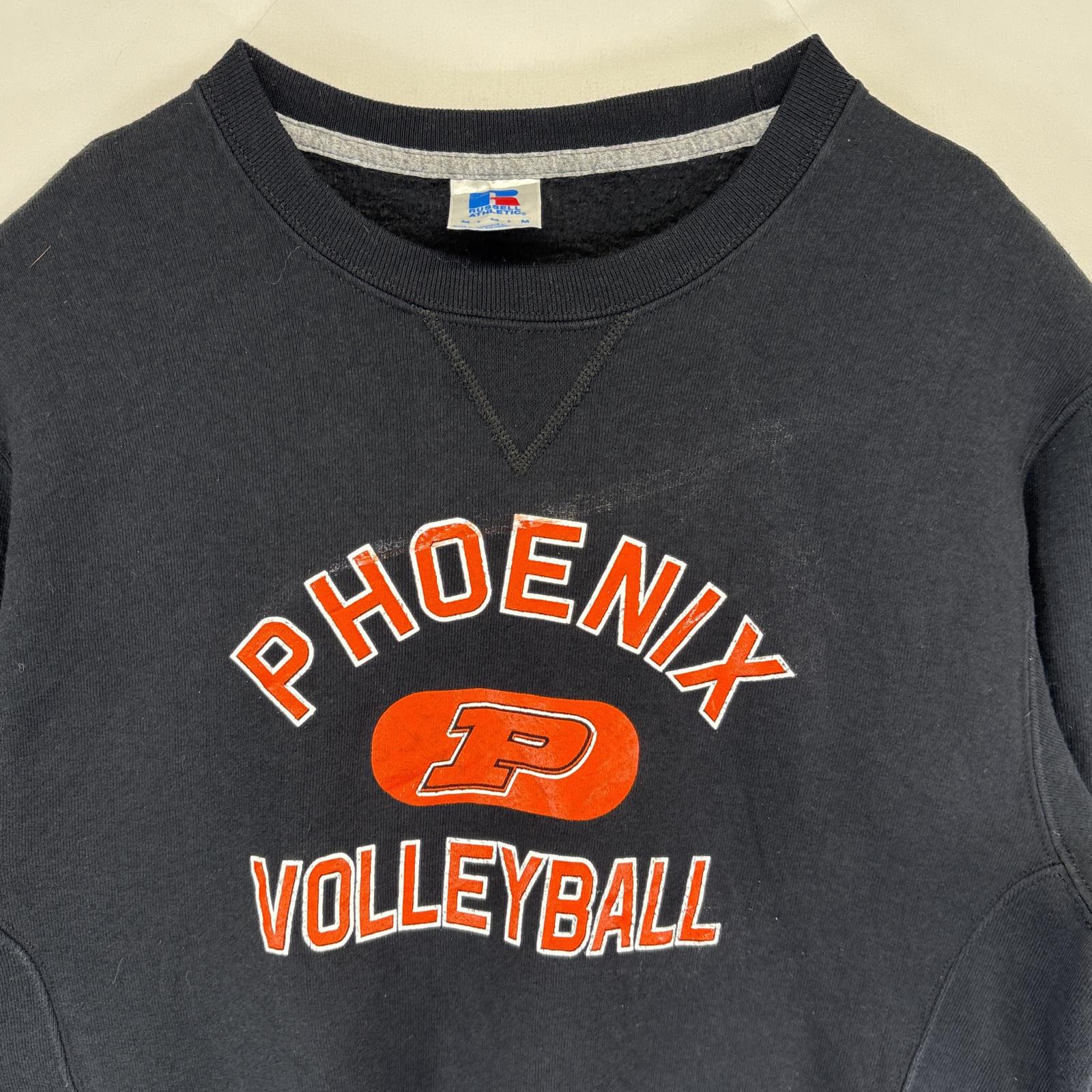 古着 ラッセル Russell スウェット トレーナー ワンポイント 前V クルーネック ロゴプリント プルオーバー M ブラック メンズ 【中古】