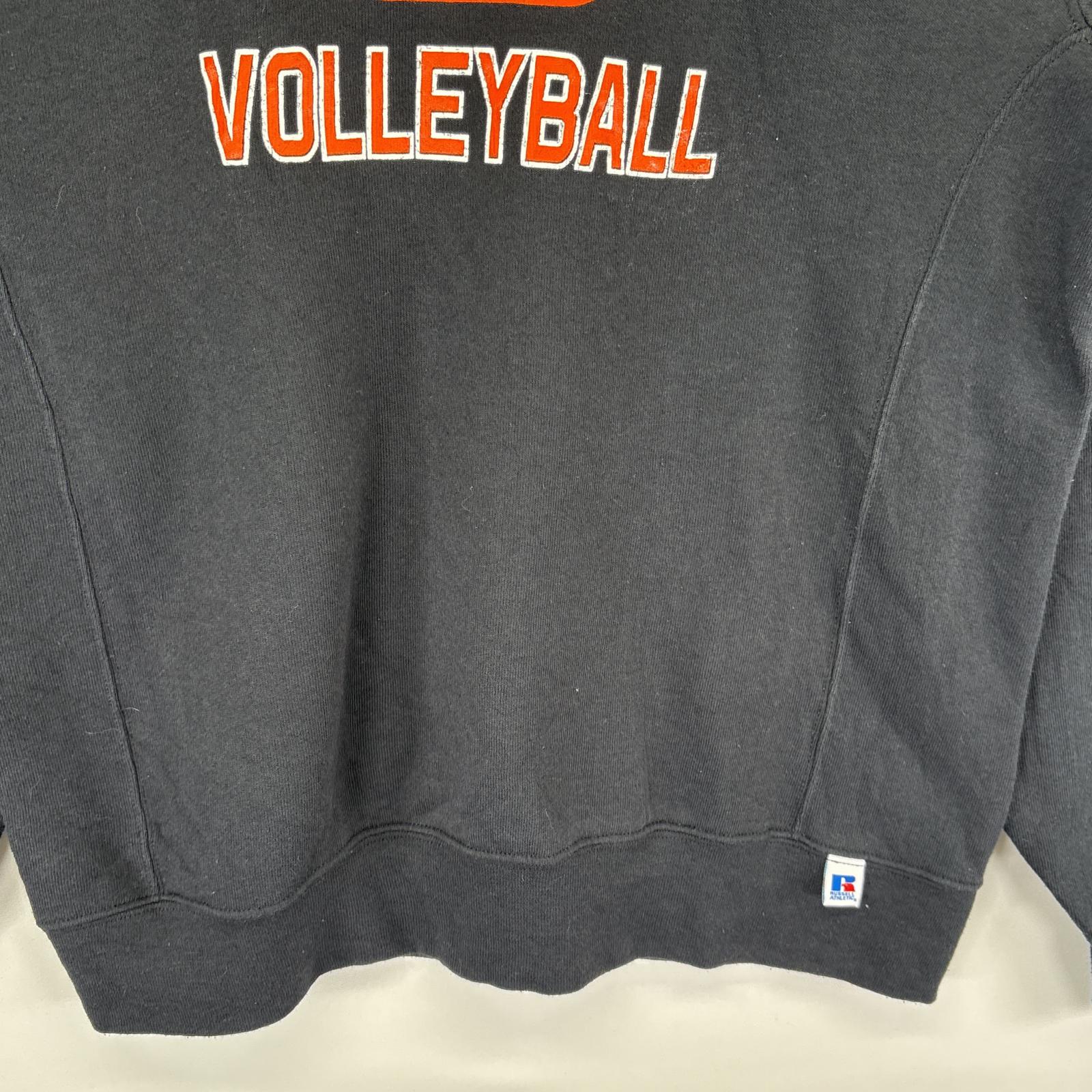 古着 ラッセル Russell スウェット トレーナー ワンポイント 前V クルーネック ロゴプリント プルオーバー M ブラック メンズ 【中古】