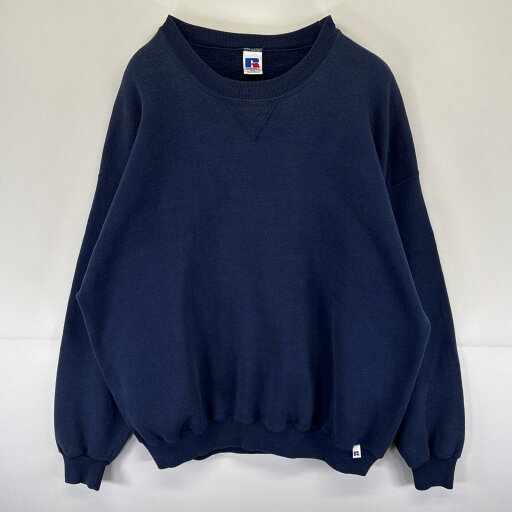 古着 90's/90年代 ラッセル Russell スウェット クルーネック 無地 トレーナー 前Vガゼット 大きいサイズ XXL ネイビー メンズ 【中古】 古着 90's/90年代 ラッセル Russell スウェット クルーネック 無地 トレーナー 前Vガゼット 大きいサイズ XXL ネイビー メンズ 【中古】