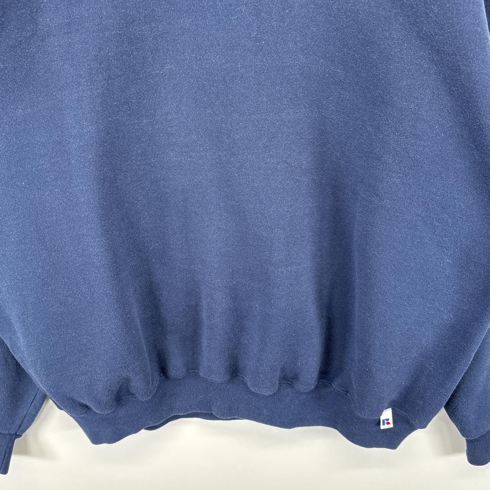 古着 90's/90年代 ラッセル Russell スウェット クルーネック 無地 トレーナー 前Vガゼット 大きいサイズ XXL ネイビー メンズ 【中古】