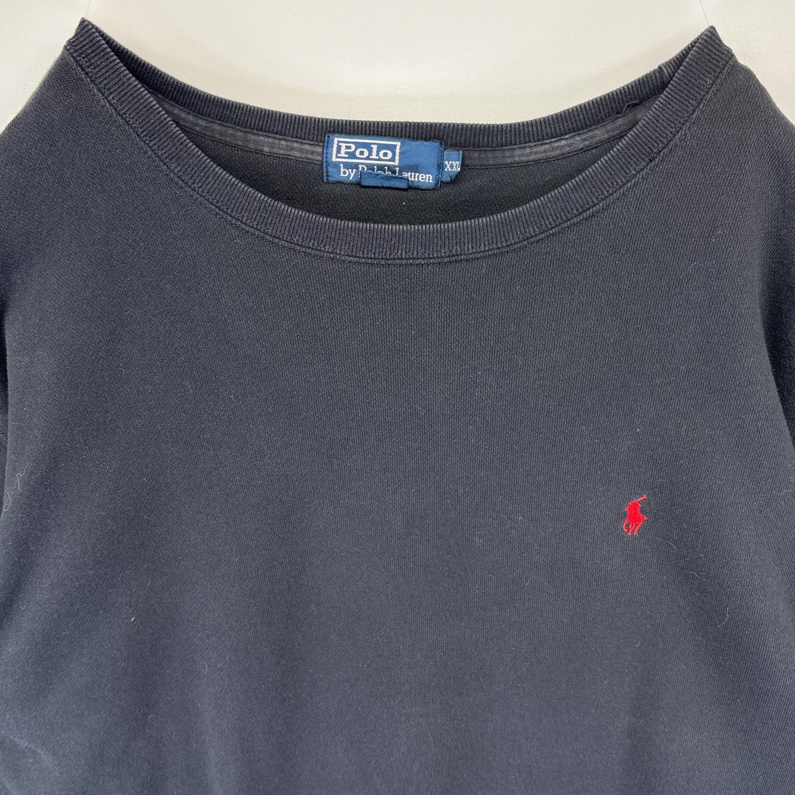古着 ポロバイラルフローレン Polo by Ralph Lauren スウェット ワンポイントロゴ刺繍 プルオーバー トレーナー XXL ブラック メンズ 【中古】