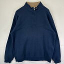 古着 コロンビア Columbia スウェット ハーフジップ トレーナー プルオーバー ロゴ刺繍 アウトドア L ネイビー メンズ 【中古】(4)