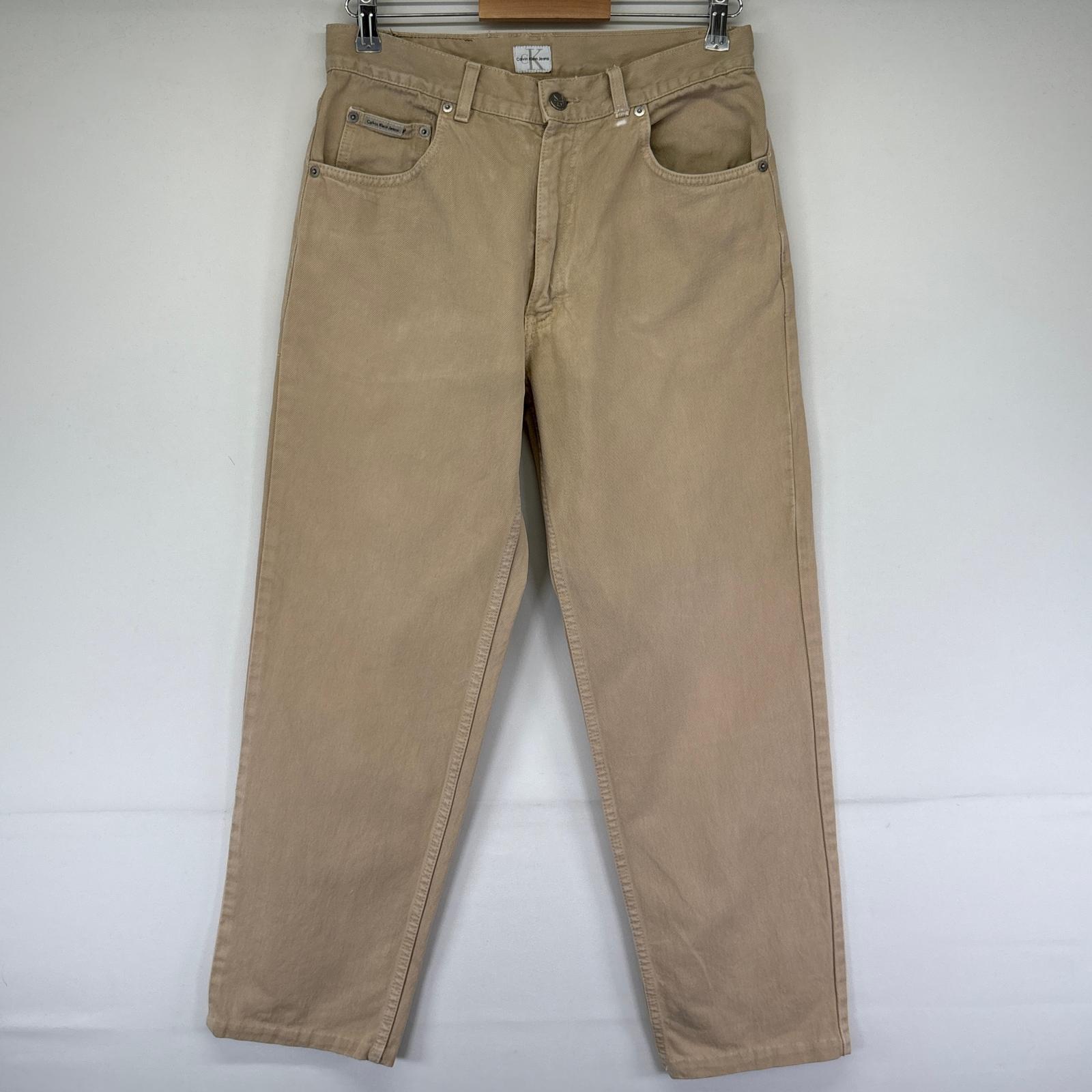 古着 カルバンクライン Calvin Klein デニムパンツ ジーンズ ジーパン 5ポケット 長ズボン チノパン w31 L32 ベージュ系 メンズ 【中古】