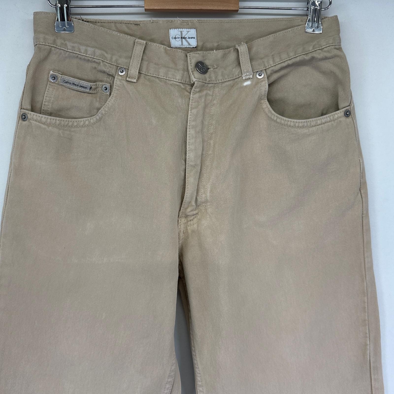 古着 カルバンクライン Calvin Klein デニムパンツ ジーンズ ジーパン 5ポケット 長ズボン チノパン w31 L32 ベージュ系 メンズ 【中古】