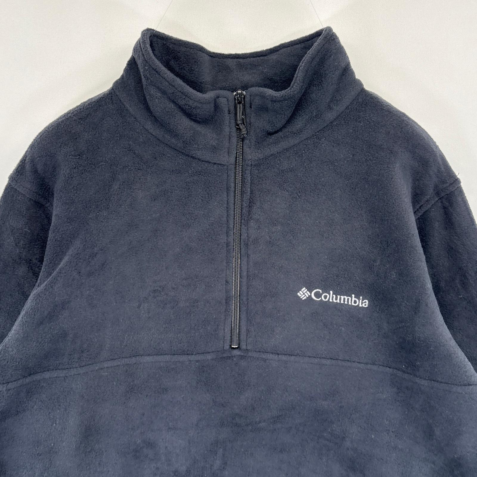 古着 コロンビア Columbia ハーフジップフリースジャケット トレーナー ワンポイントロゴ 大きいサイズ プルオーバー XL ブラック メンズ 【中古】