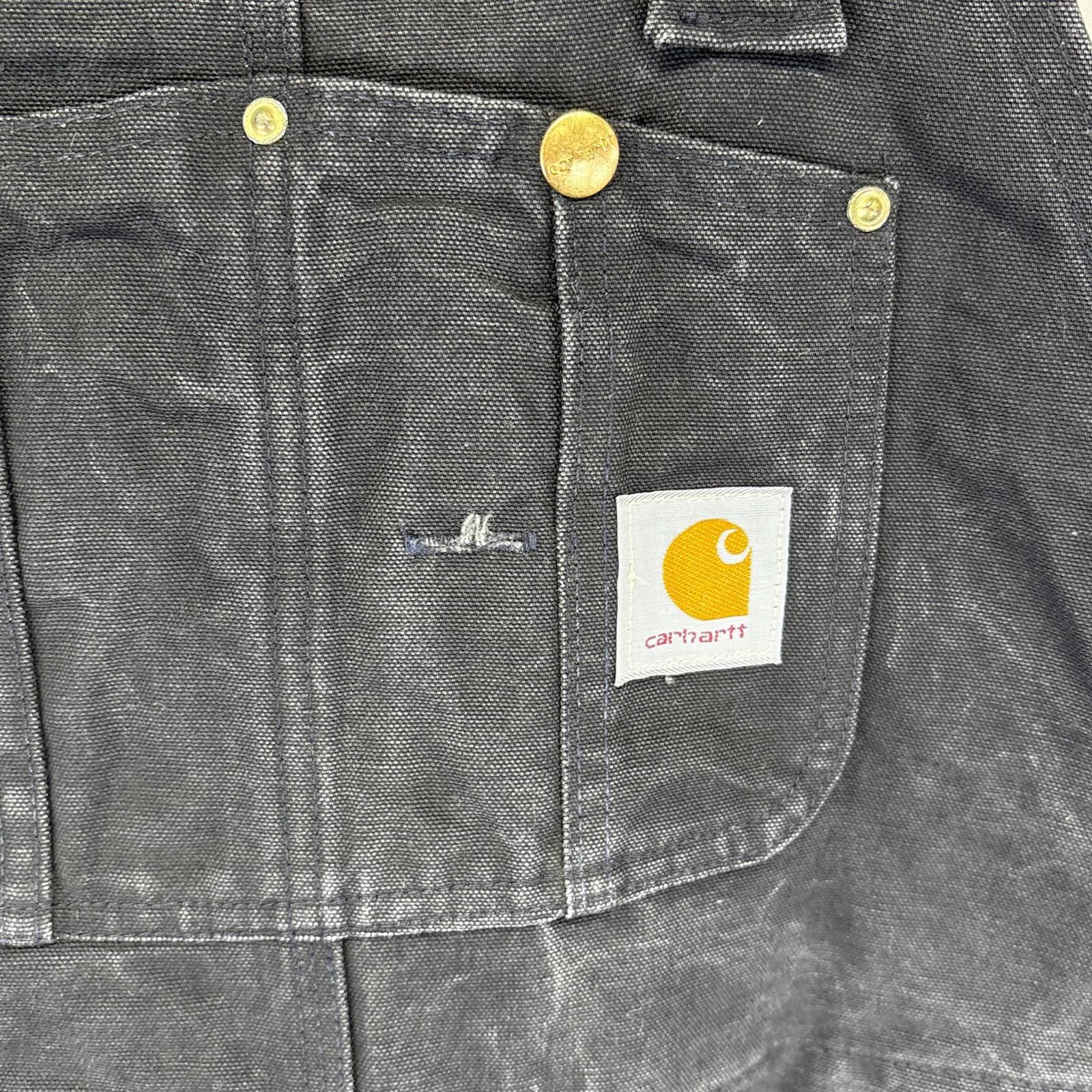 古着 カーハート Carhartt USA製 オーバーオール ダック ダブルニー ワーク ワンポイントロゴ 中綿 大きいサイズ w44 L30 ブラック メンズ 【中古】