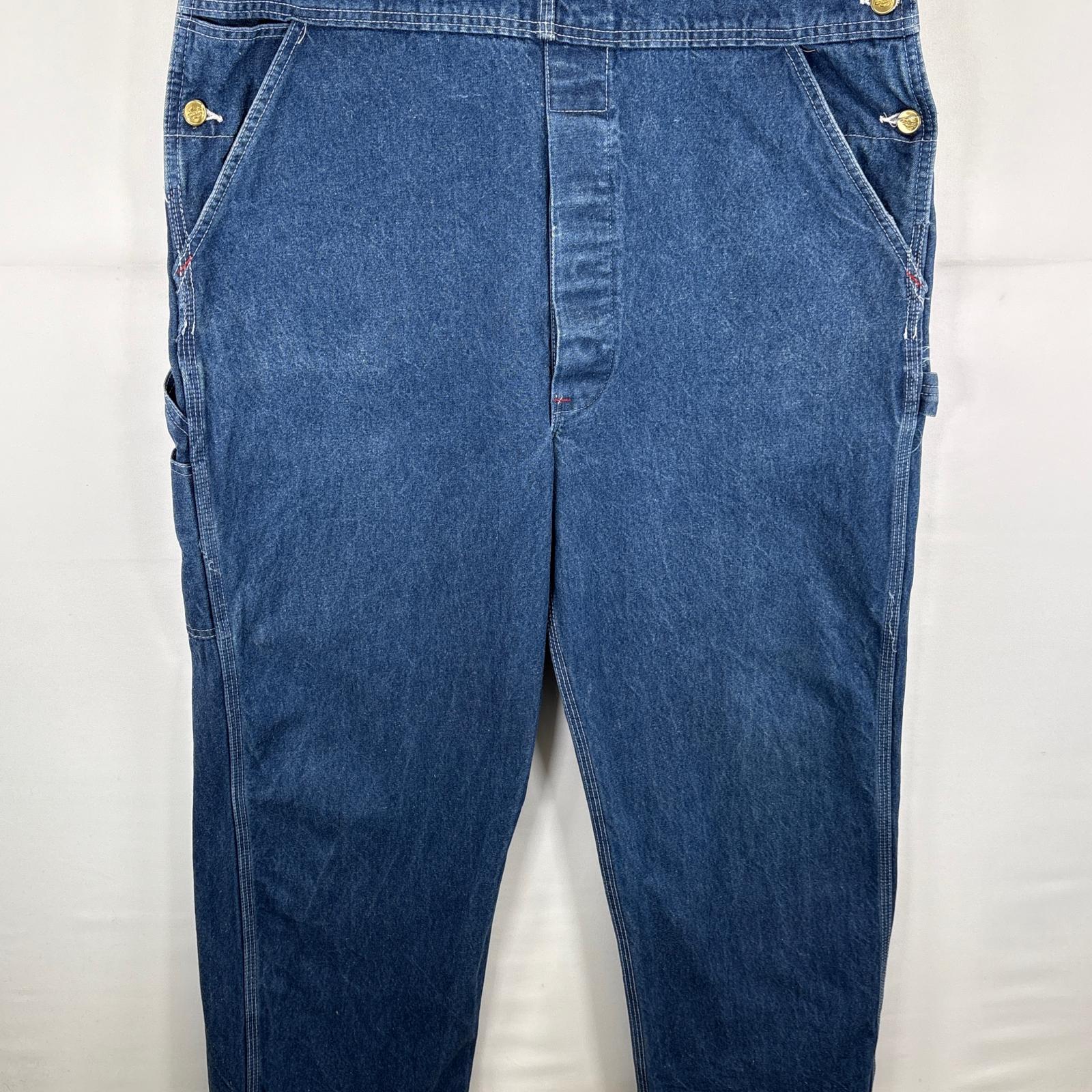 古着 ディッキーズ Dickies オーバーオール デニム ワーク ワンポイントロゴ 大きいサイズ w40 L30 ブルー メンズ 【中古】