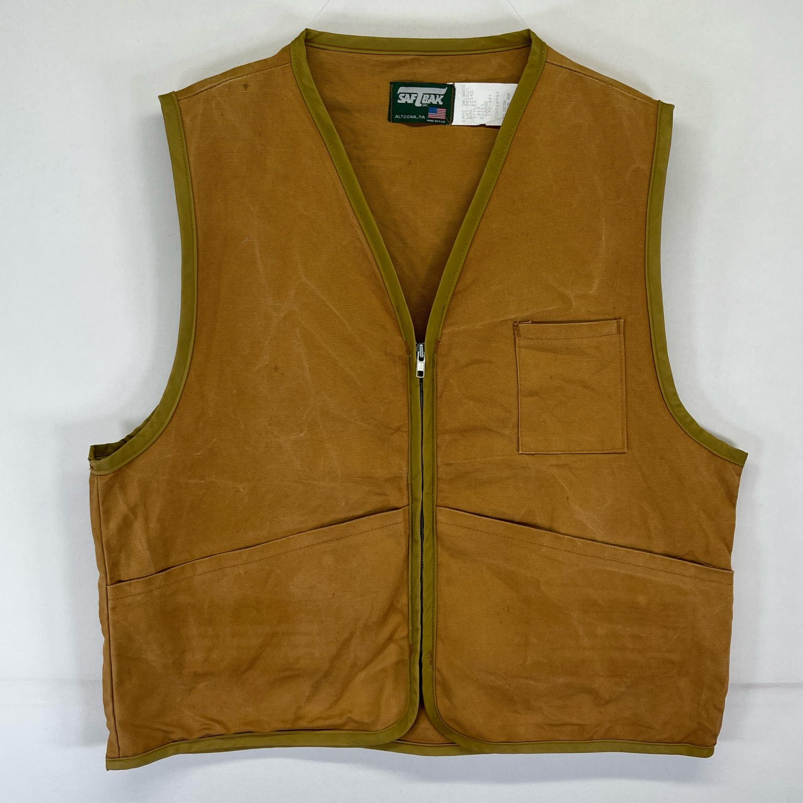 古着 SAFTBAK USA製 ベスト フルジップ ハンティング ワーク ポケット L ブラウン系 メンズ 【中古】(4)