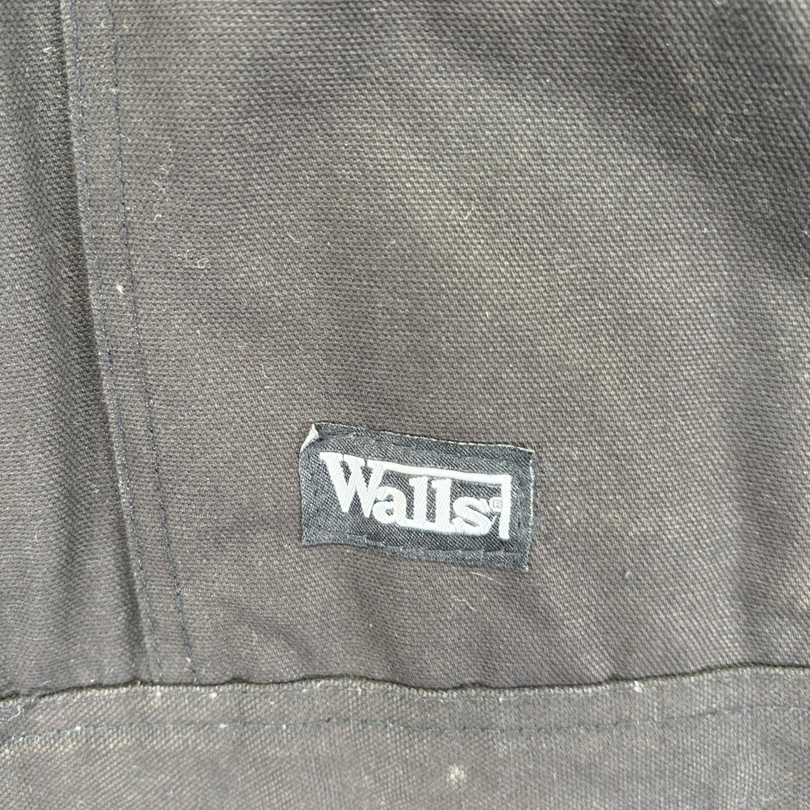 古着 Walls オーバーオール ダック地 ワーク ワンポイントロゴ 中綿 作業着 ポケット L ブラック メンズ 【中古】