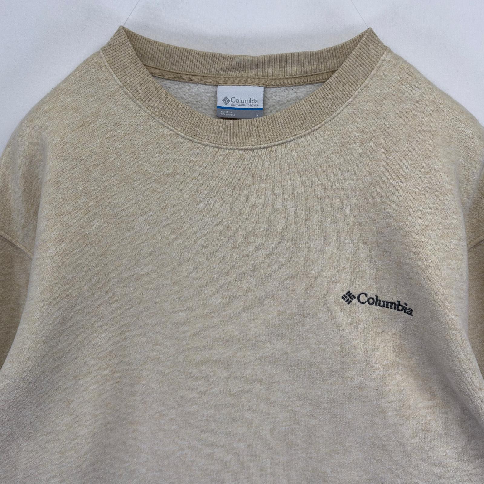 古着 コロンビア Columbia スウェット トレーナー ワンポイントロゴ クルーネック アウトドア L ベージュ系 メンズ 【中古】
