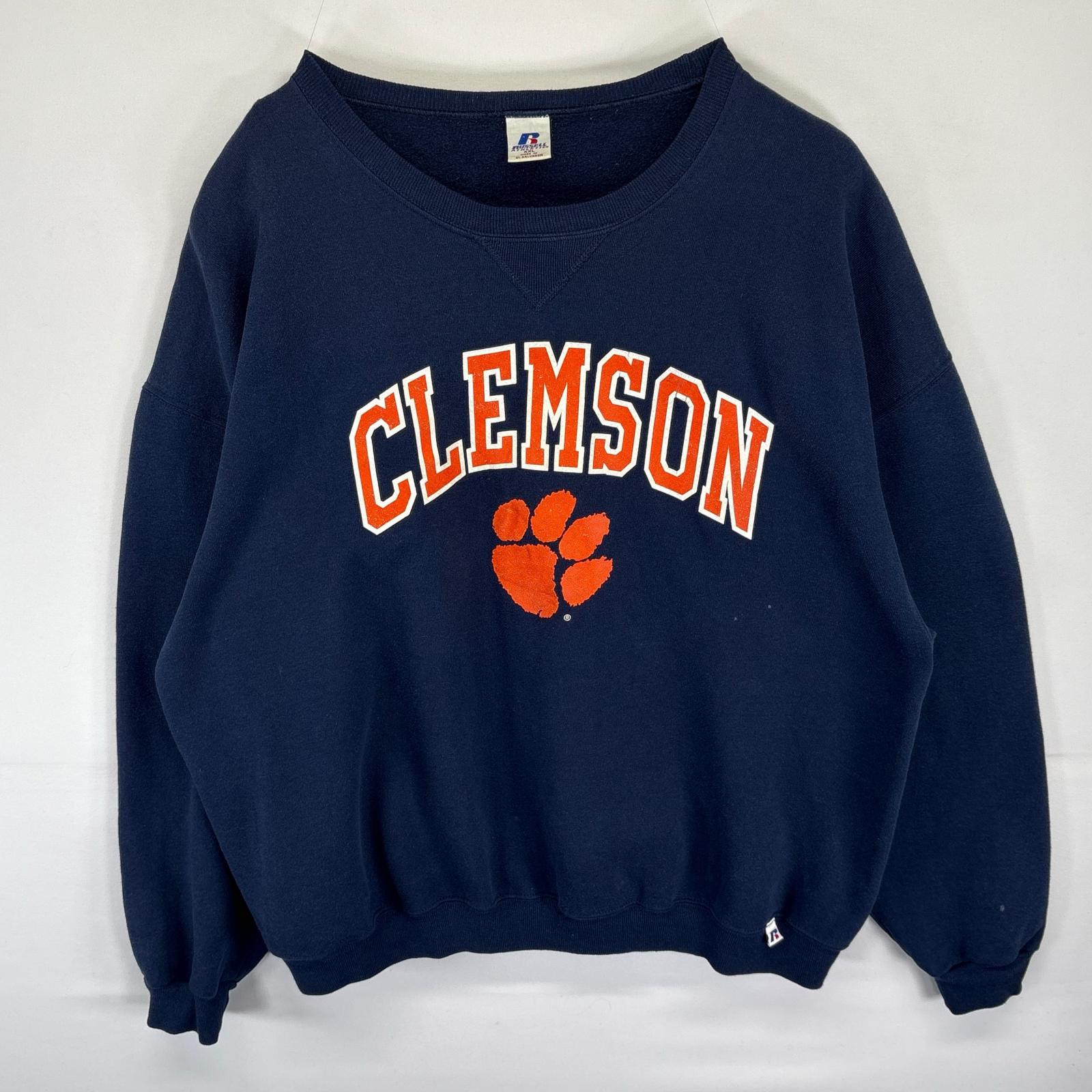 古着 ラッセル Russell スウェット トレーナー プルオーバー クルーネック 前Vロゴプリント 大きいサイズ XXL ネイビー メンズ 【中古】(4)