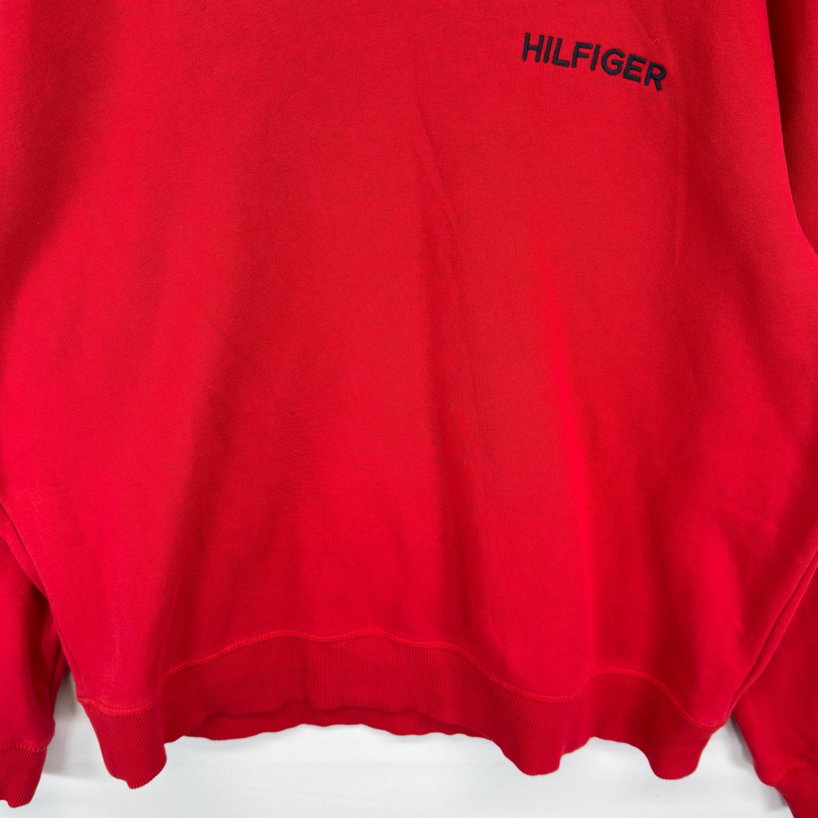 古着 トミーヒルフィガー TOMMY HILFIGER スウェット トレーナー プルオーバー クルーネック ワンポイントロゴ刺繍 前V L レッド メンズ 【中古】