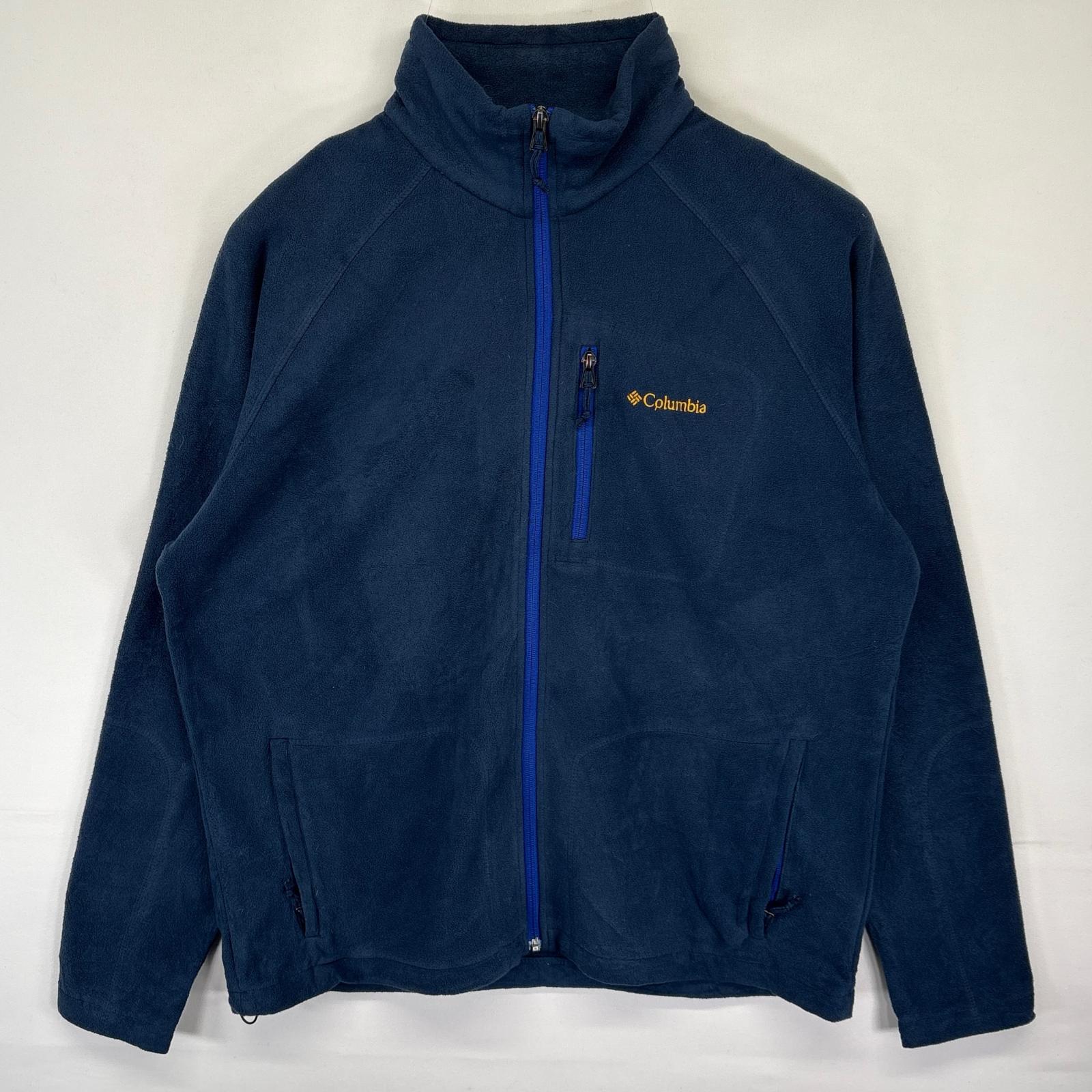 古着 コロンビア Columbia フリースジャケット ワンポイントロゴ刺繍 フルジップ アウトドア L ネイビー メンズ 【中古】(4)