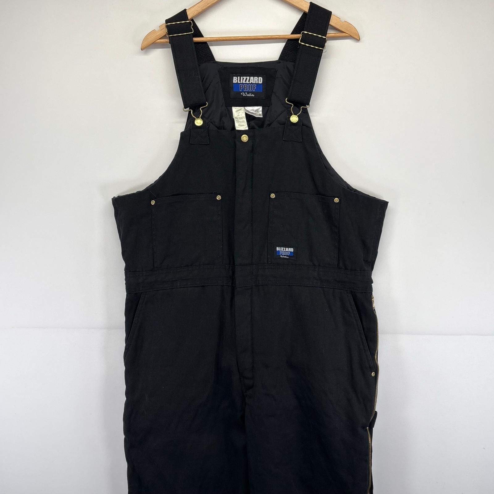 古着 walls ダック オーバーオール BLIZZARD PRUF ワンポイントロゴ 中綿 XL TALL ブラック メンズ 【中古】